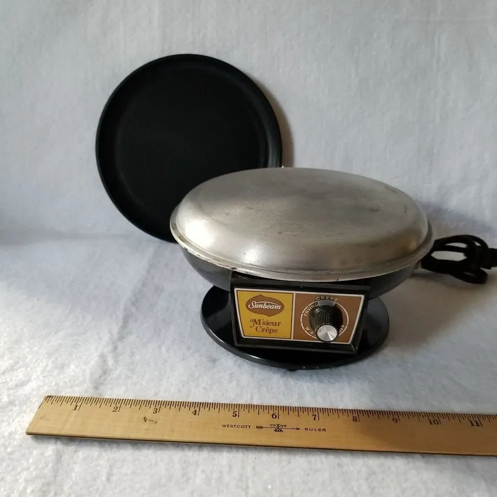 Vintage Sunbeam M'sieur Crepe Electric Crepemaker w/ Original Pan Model 30-1A
